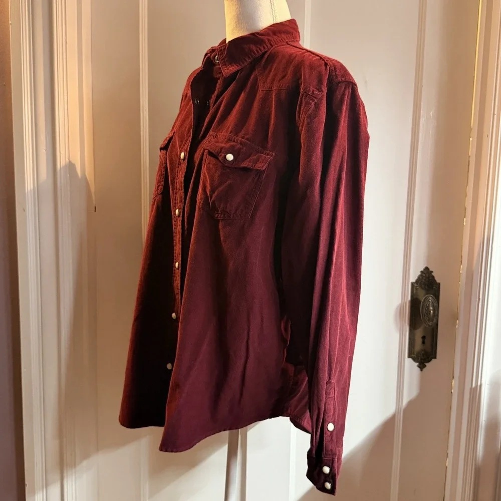 Universal Threads Burgundy Western Style Shirt w White Pearl Snaps Size XXL - Picture 4 of 6